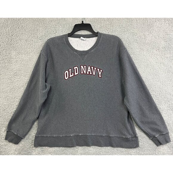 Vintage Old Navy Sweatshirt Mens XL Gray Spellout Heavy Well Worn 90s Y2K - Picture 1 of 16